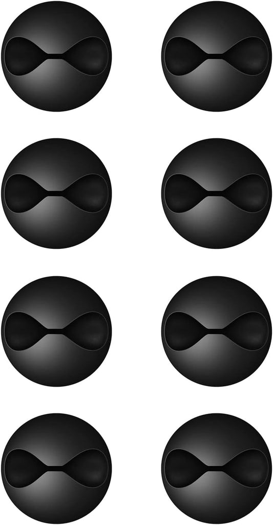 8 Pack Adhesive Cable Clips, Cable Cord Holder Organizer Management System for Desk, Wire Clips for All Your Computer, Electrical, Charging or Mouse Cord, Black