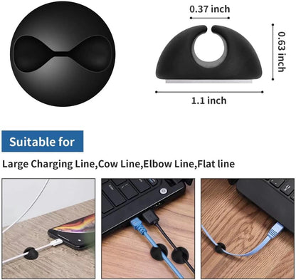 8 Pack Adhesive Cable Clips, Cable Cord Holder Organizer Management System for Desk, Wire Clips for All Your Computer, Electrical, Charging or Mouse Cord, Black