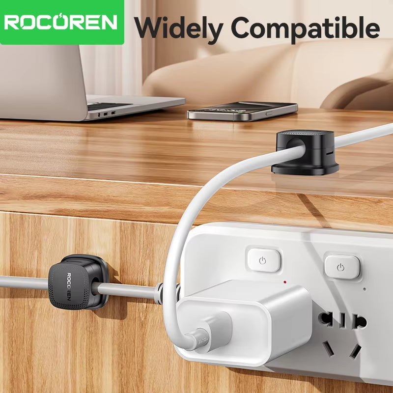 Magnetic Cable Organizer Smooth Adjustable Cable Holder under Desk 6PCS Stable Cable Management Wire Keeper Cable Clips