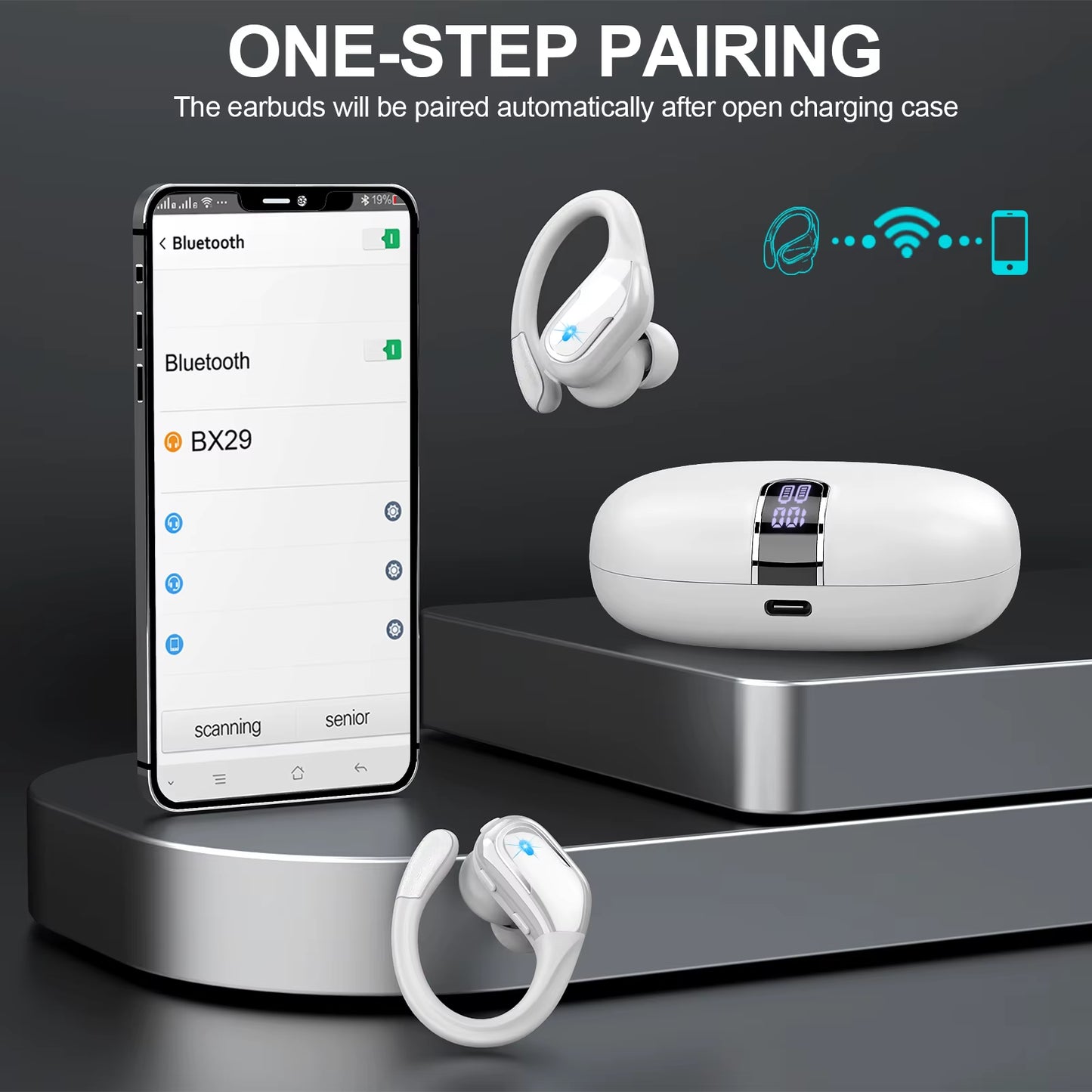 Wireless Earbuds, Bluetooth 5.3 Headphones Sport, Bluetooth Earbuds with ENC Noise Canceling Mic, Bass Stereo Wireless Earphone